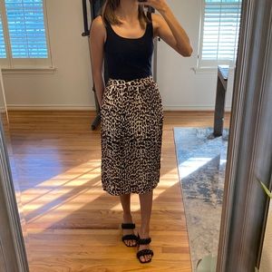 NWT Express Pleated Cheetah Print Midi Skirt